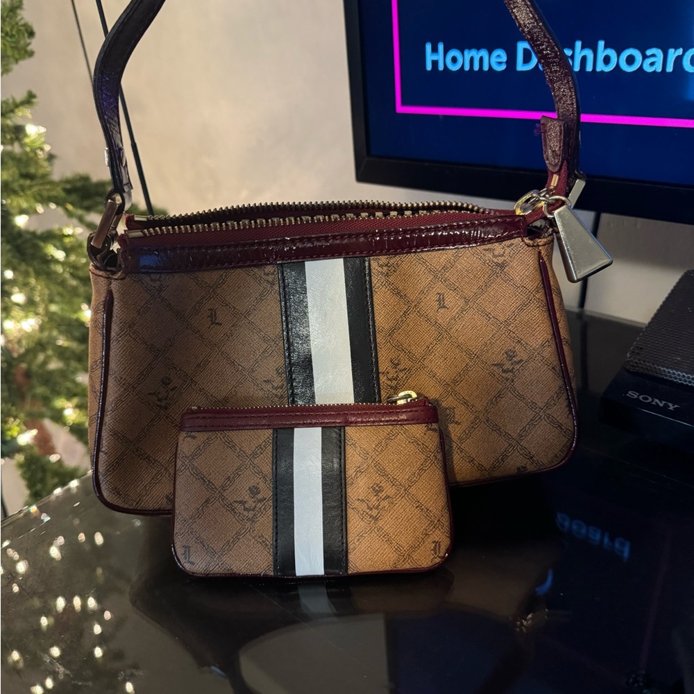 L.A.M.B. Brown and Black  Bag with Pouch